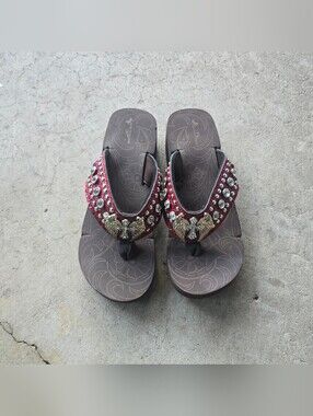 vtg y2k mcbling grunge dark romantic red cyber platform sandals